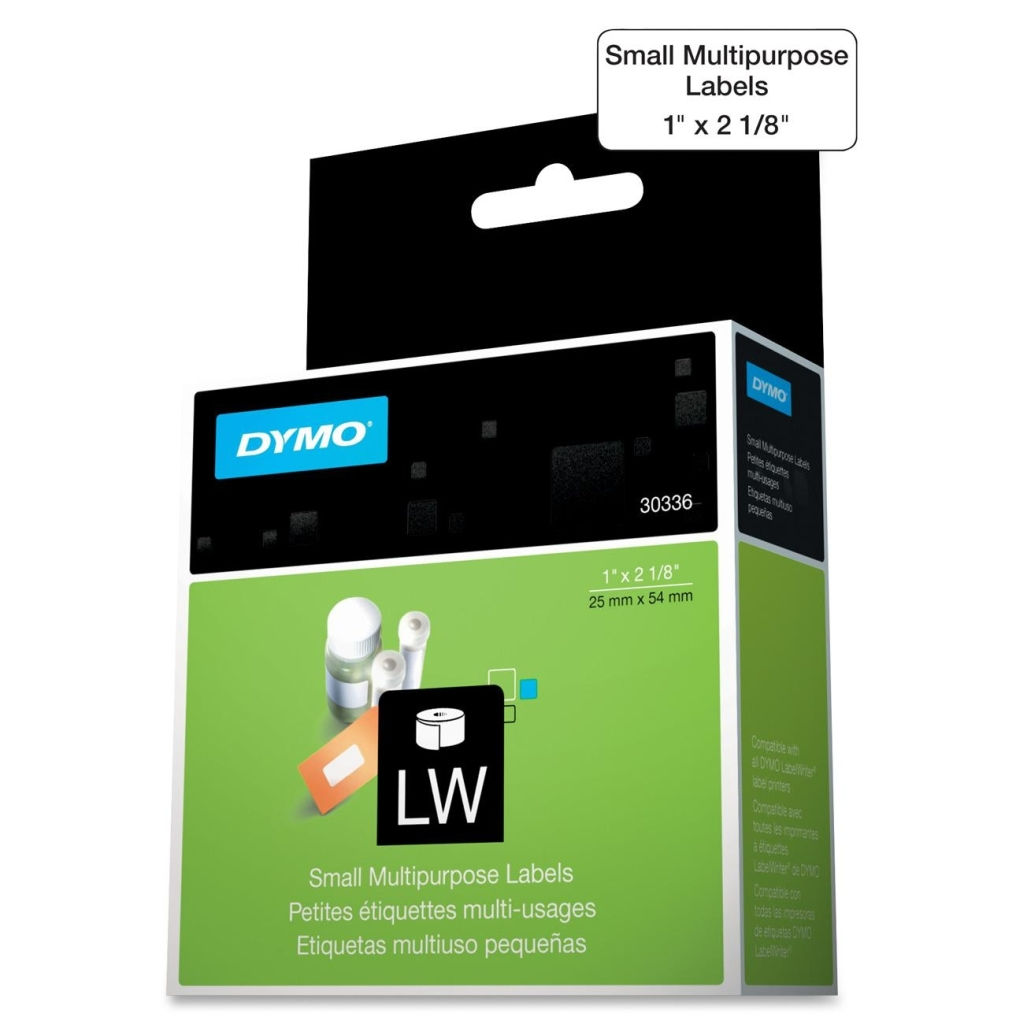 Dymo 30336 LW White Multipurpose Labels 1" x 2 1/8" 