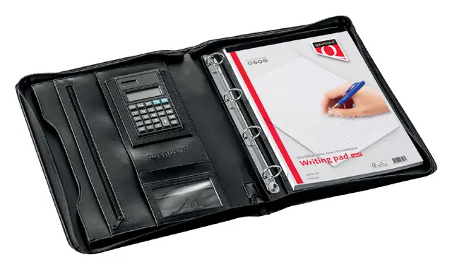 Writing Folder Quantore A4 with zipper and calculator  - Black