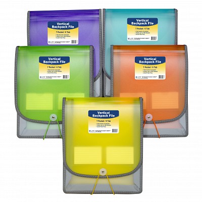 7-Pocket Vertical Backpack File - Assorted