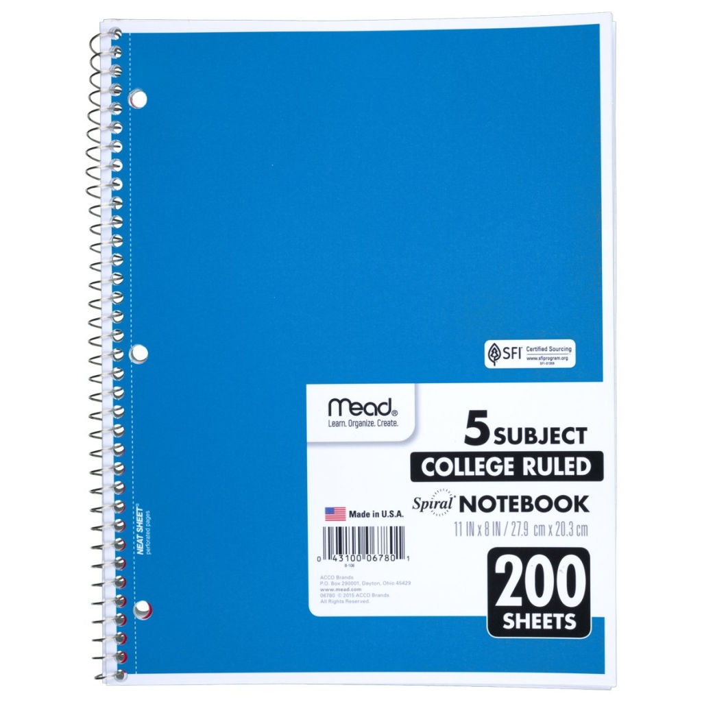 Wide Ruled Notebook - 5 Subject (Kraft Cover)