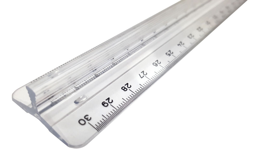 Plastic Ruler Clear With Grip - 30cm