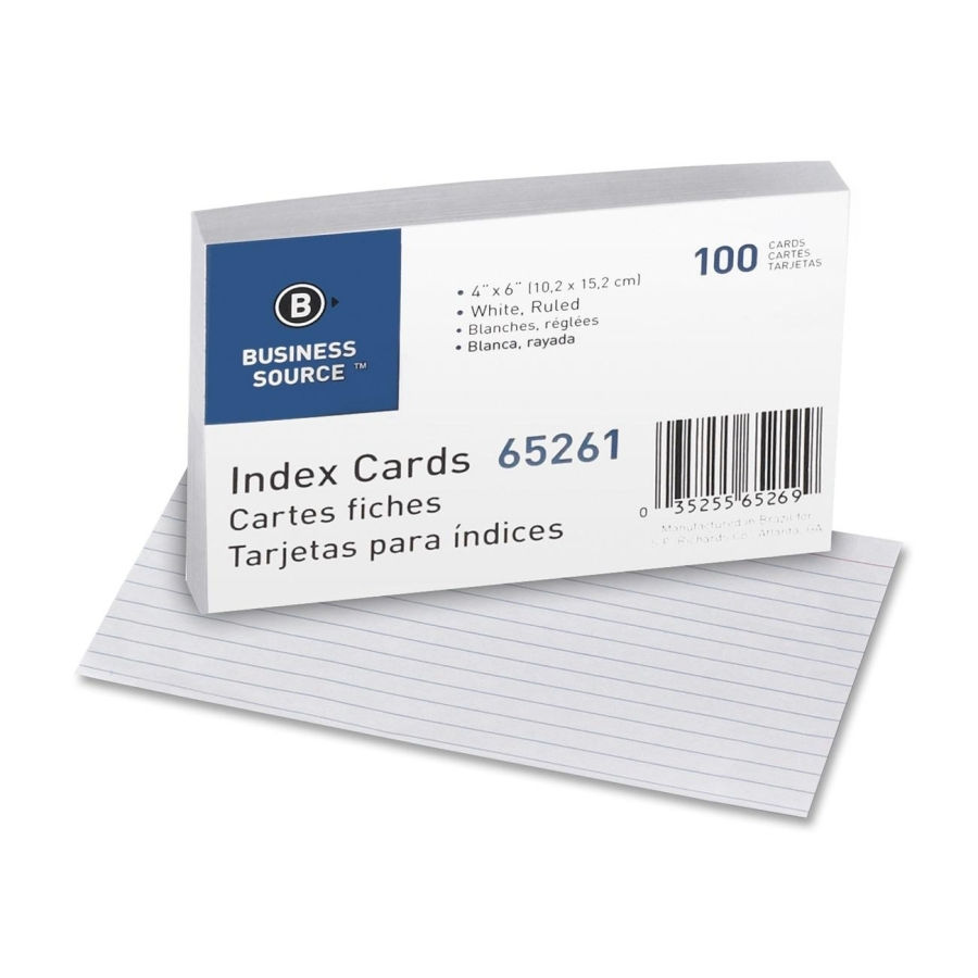 Index Cards 4" x 6" - White Ruled