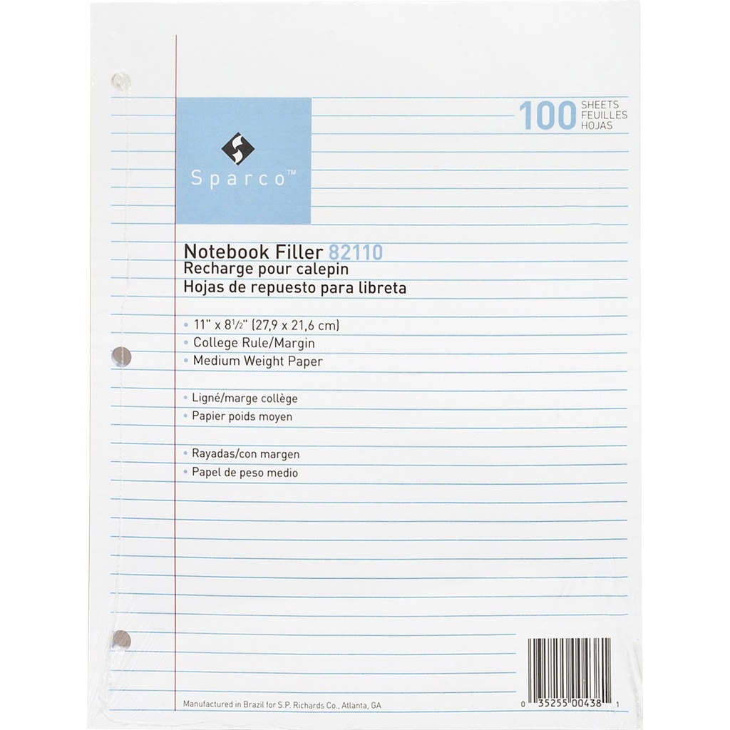 Notebook Paper Filler Letter Size (100) - College Rule