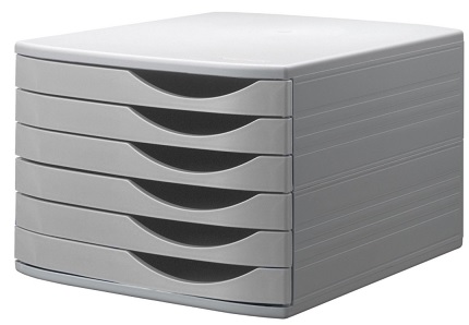 Closed 6-Drawer Desktop Set Gray