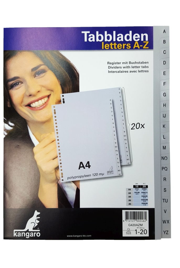 A4 PP Index Divider - Alphabetic Tabs