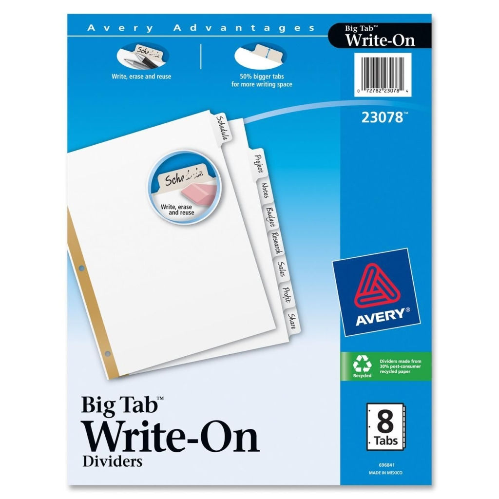 Letter Size Carton Index Divider - 8 Write-On Tabs