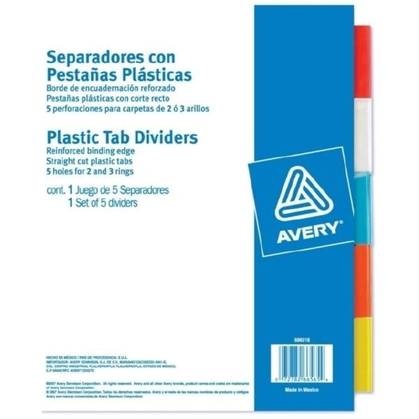 Letter Size Index Divider - 5 Tabs