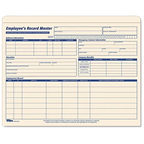 Employee's Record Master Folder - Manila 