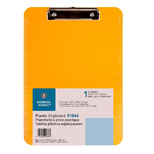 Clipboard Plastic Letter Size - Neon Orange