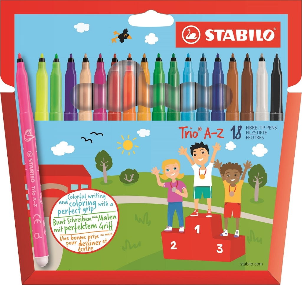 Fibre-Tip Pen Trio A-Z Stabilo - 18 Assorted Colors 