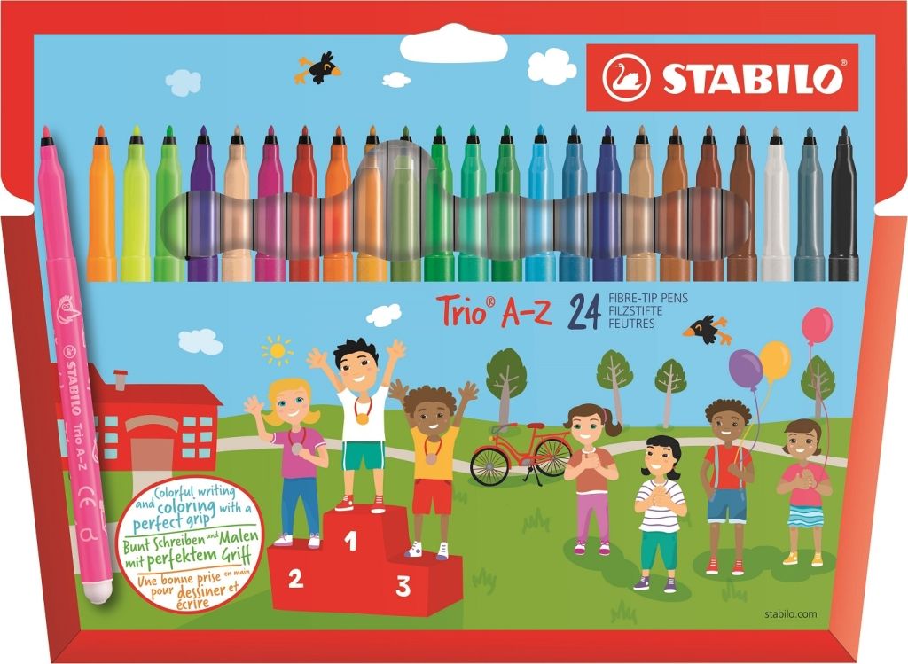 Fibre-Tip Pen Trio A-Z Stabilo - 24 Assorted Colors 