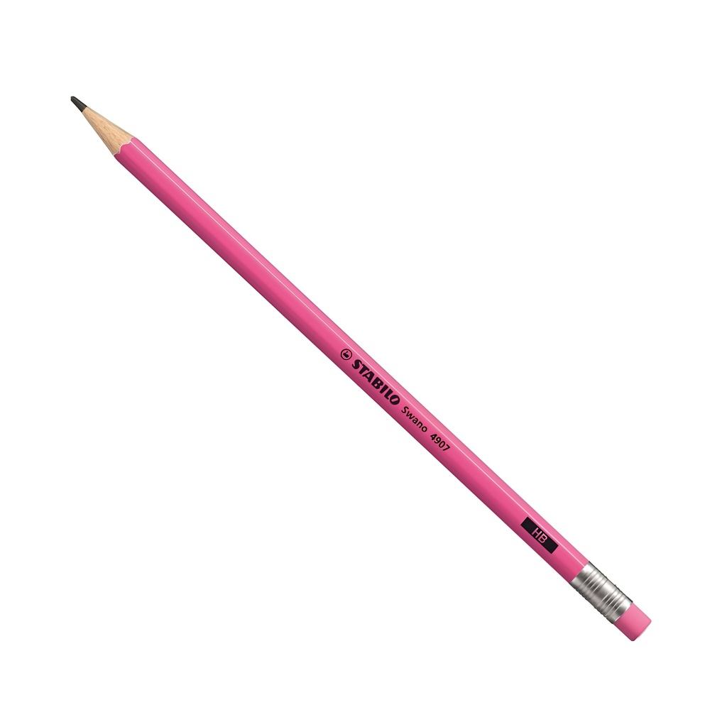Stabilo Swano 4907- Neon Pink Pencil HB Rubber Tip