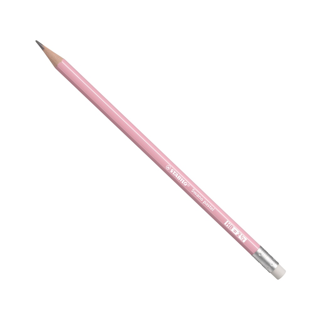 Stabilo Swano 4908 - Pastel Pink Pencil HB Rubber Tip 