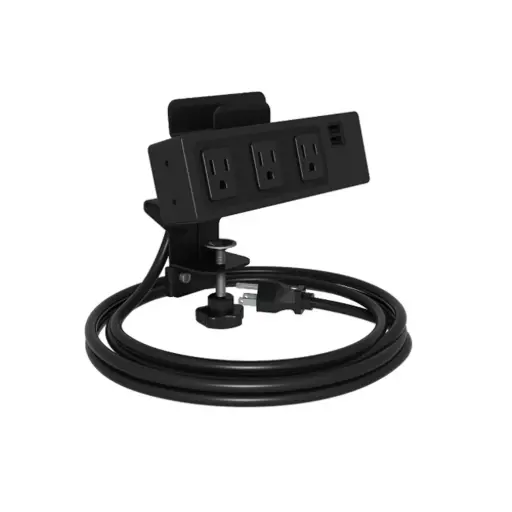 [4SIDI0654] Desk Mount Power Strip & Charging Station - BL