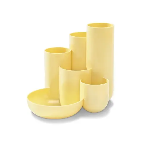 [3DAPE0068] 6 Compartments Desk Organizer - Pastel Yellow