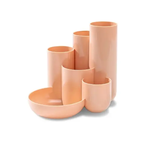 [3DAPE0069] 6 Compartments Desk Organizer - Pastel Orange