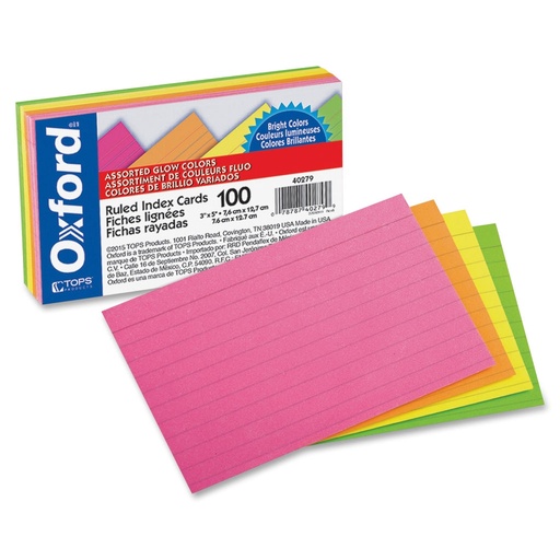 [3PADI0761] Index Cards 3" x 5" - Neon Ruled