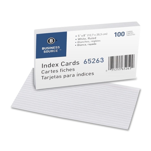 [3PADI0767] Index Cards 5" x 8" - White Ruled