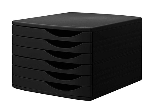 [3PBBT0036] Closed 6-Drawer Desktop Set Black