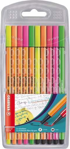 [3PEFB2042] Fineliner Point 88 & Pen 68 Stabilo - 10 Assorted Colors