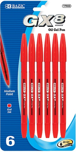 [3PEGE0517] Gel Pen Oil Bazic GX8 - 6 Pieces Red
