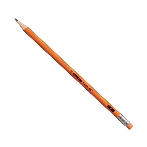 [3POHO1233] Stabilo Swano 4907- Neon Orange Pencil HB Rubber Tip