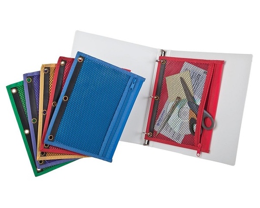 [3POHO5021] Mesh Binder Pockets W/Zipper - Assorted