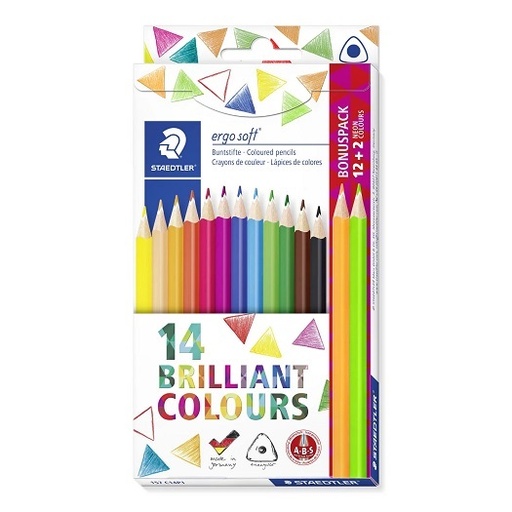 [3POKS0100] Staedtler Ergo Soft Coloring Pencils - Pack of 14