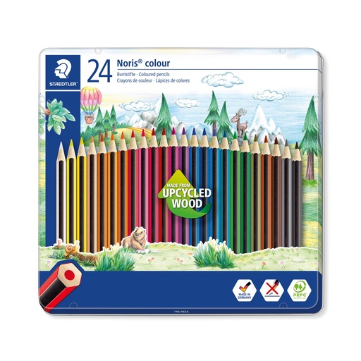 [3POKS0105] Staedtler Noris Coloring Pencils - Metal Case of 24