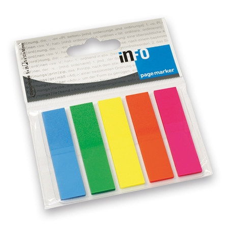[3SNNE0006] Info Pagemarkers 12 x 44mm - Assorted Neon Colors