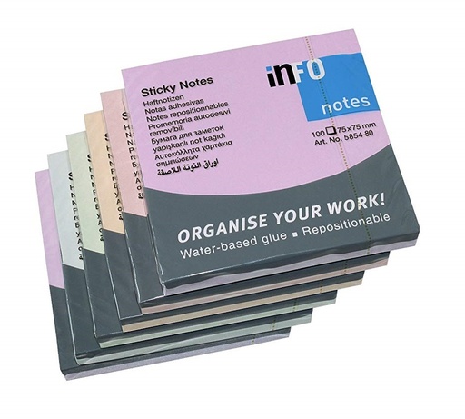 [3SNNE1523] Selfstick Notes Harmonie 75 x 75mm - Assorted Pastel