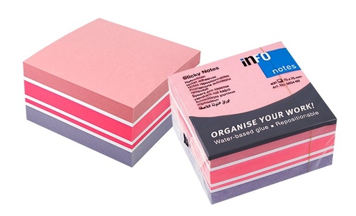 [3SNNE1524] Info Sticky Note Cube 75 x 75mm - Pink Mix