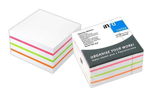 [3SNNE1525] Info Sticky Note Cube 75 x 75mm - White Mix