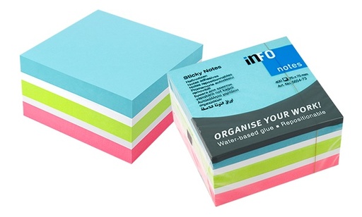 [3SNNE1526] Info Sticky Note Cube 75 x 75mm - Blue Mix