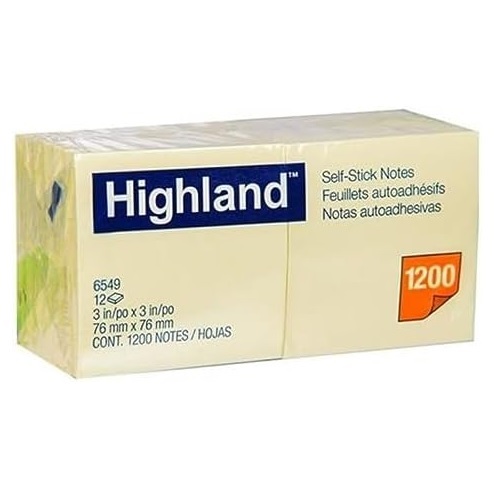 [3SNPL1002] Highland Self Stick Notes 3" x 3" - Yellow
