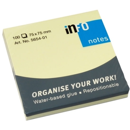 [3SNPL1003] Info Sticky Notes 75 x 75mm - Yellow