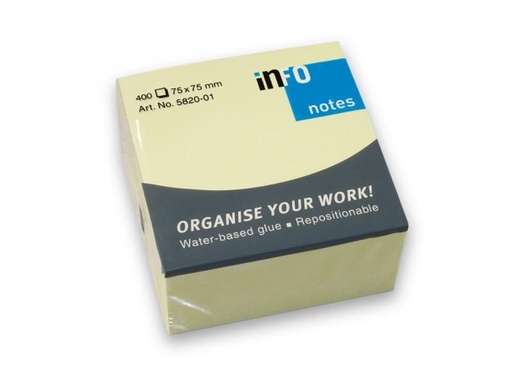 [3SNPL1008] Info Sticky Note Cube 75 x 75mm - Yellow