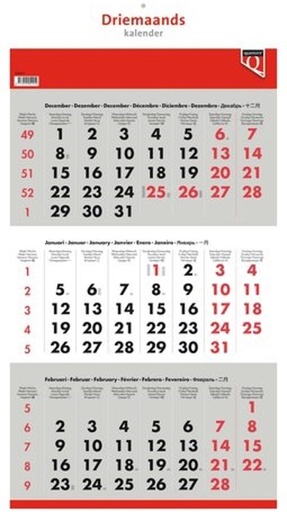 [3YRAG0110] Quantore Three Month View Calendar 