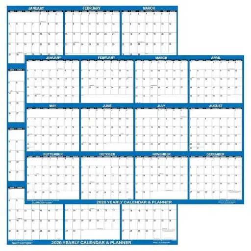 [3YRCA0069] Dry Erase Yearly Planner - 32"x48" Navy 