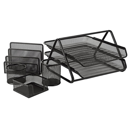 [3DASB0012] Office Set Mesh Black 2 Trays (5 Pcs Set)