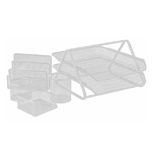 [3DASB0013] Office Set Mesh Silver 2 Trays (5 Pcs Set) 