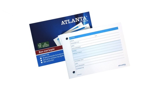 [3BFBB0002] Atlanta Receipt Book A6 Dutch Text (100 Pages)