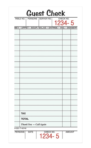 [3BFKB0506] Guest Check Book 