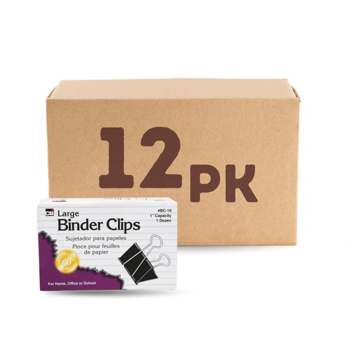 [3HECL0021/12] Binder Clips Large (Pack of 12)