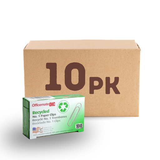 [3HECL3039/10] Paper Clips #1 Recycled - Smooth (Pack of 10)