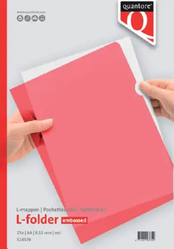 [3MASH0038/25] Economy Plastic L-Folder A4 - Red Embossed (Pack of 25)