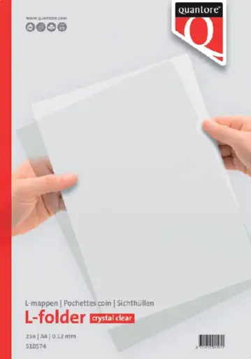 [3MASH0041/25] Economy Plastic L-Folder A4 - Crystal Clear (Pack of 25)