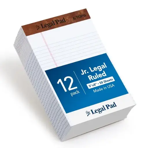 [3NOOB1001/12] Writing Pad 5" x 8" - White (Pack of 12)