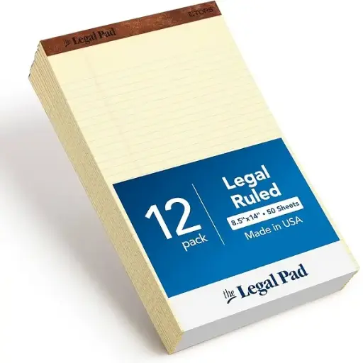 [3NOOB1004/12] Writing Pad 8.5" x 14" - Yellow (Pack of 12)