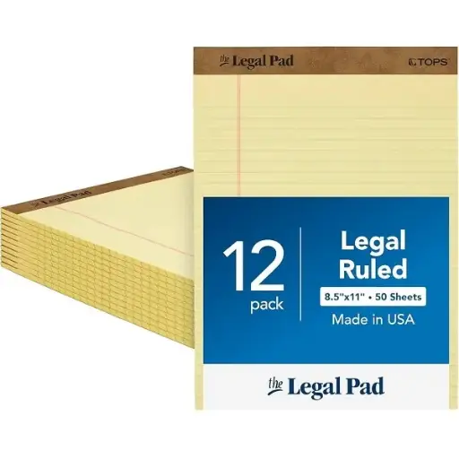 [3NOOB1501/12] Writing Pad 8.5" x 11" - Yellow (Pack of 12)